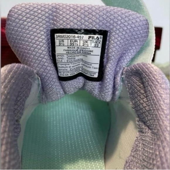 Fila Other - NWT Fila Kids' 3.5 Pastel Purple and Green Athletic Sneakers